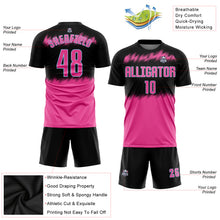 Laden Sie das Bild in den Galerie-Viewer, Custom Black Pink-Light Blue Sublimation Soccer Uniform Jersey