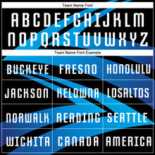 Laden Sie das Bild in den Galerie-Viewer, Custom Black White-Light Blue Sublimation Soccer Uniform Jersey