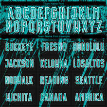 Laden Sie das Bild in den Galerie-Viewer, Custom Black Aqua-White Sublimation Soccer Uniform Jersey