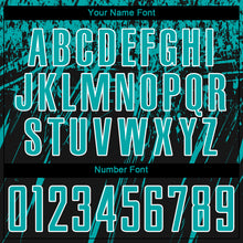 Laden Sie das Bild in den Galerie-Viewer, Custom Black Aqua-White Sublimation Soccer Uniform Jersey