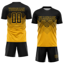 Загрузить изображение в средство просмотра галереи, Custom Gold Black Sublimation Soccer Uniform Jersey