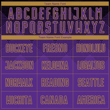 Загрузить изображение в средство просмотра галереи, Custom Black Purple-Old Gold Sublimation Soccer Uniform Jersey