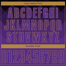 Загрузить изображение в средство просмотра галереи, Custom Black Purple-Old Gold Sublimation Soccer Uniform Jersey