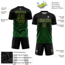 Laden Sie das Bild in den Galerie-Viewer, Custom Black Green-Old Gold Sublimation Soccer Uniform Jersey