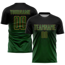 Laden Sie das Bild in den Galerie-Viewer, Custom Black Green-Old Gold Sublimation Soccer Uniform Jersey