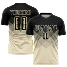 Load image into Gallery viewer, Custom Cream Black Sublimation Soccer Uniform Jersey