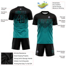 Laden Sie das Bild in den Galerie-Viewer, Custom Teal Black Sublimation Soccer Uniform Jersey