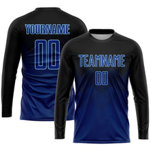 Laden Sie das Bild in den Galerie-Viewer, Custom Black US Navy Blue-Light Blue Sublimation Soccer Uniform Jersey
