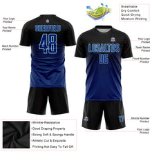 Laden Sie das Bild in den Galerie-Viewer, Custom Black US Navy Blue-Light Blue Sublimation Soccer Uniform Jersey