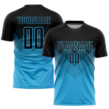 Load image into Gallery viewer, Custom Sky Blue Black Sublimation Soccer Uniform Jersey
