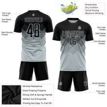 Laden Sie das Bild in den Galerie-Viewer, Custom Silver Black Sublimation Soccer Uniform Jersey
