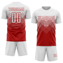 Laden Sie das Bild in den Galerie-Viewer, Custom Red White Sublimation Soccer Uniform Jersey