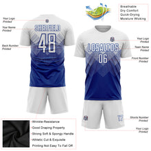 Laden Sie das Bild in den Galerie-Viewer, Custom Royal White Sublimation Soccer Uniform Jersey