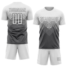 Laden Sie das Bild in den Galerie-Viewer, Custom Steel Gray White Sublimation Soccer Uniform Jersey