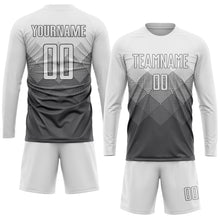 Laden Sie das Bild in den Galerie-Viewer, Custom Steel Gray White Sublimation Soccer Uniform Jersey