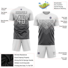 Laden Sie das Bild in den Galerie-Viewer, Custom Steel Gray White Sublimation Soccer Uniform Jersey