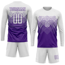 Laden Sie das Bild in den Galerie-Viewer, Custom Purple White Sublimation Soccer Uniform Jersey