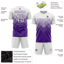 Laden Sie das Bild in den Galerie-Viewer, Custom Purple White Sublimation Soccer Uniform Jersey