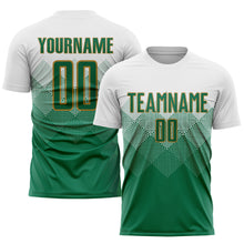 Laden Sie das Bild in den Galerie-Viewer, Custom White Kelly Green-Old Gold Sublimation Soccer Uniform Jersey
