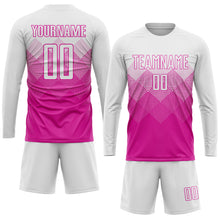 Laden Sie das Bild in den Galerie-Viewer, Custom Deep Pink White Sublimation Soccer Uniform Jersey