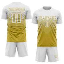 Загрузить изображение в средство просмотра галереи, Custom Old Gold White Sublimation Soccer Uniform Jersey