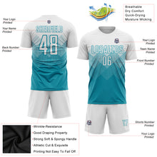 Charger l'image dans la galerie, Custom Teal White Sublimation Soccer Uniform Jersey