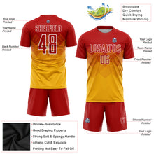 Laden Sie das Bild in den Galerie-Viewer, Custom Gold Red-White Sublimation Soccer Uniform Jersey
