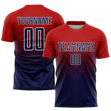 Laden Sie das Bild in den Galerie-Viewer, Custom Red Navy-White Sublimation Soccer Uniform Jersey