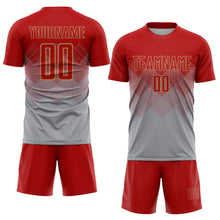 Laden Sie das Bild in den Galerie-Viewer, Custom Gray Red-Old Gold Sublimation Soccer Uniform Jersey