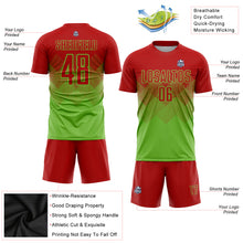 Laden Sie das Bild in den Galerie-Viewer, Custom Neon Green Red Sublimation Soccer Uniform Jersey