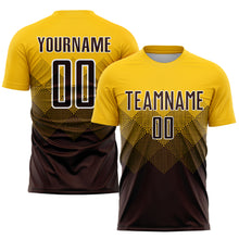Загрузить изображение в средство просмотра галереи, Custom Gold Brown-White Sublimation Soccer Uniform Jersey