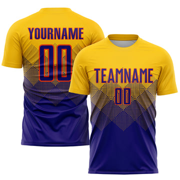 Custom Gold Purple-Orange Sublimation Soccer Uniform Jersey