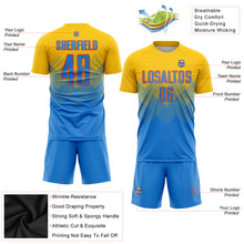 Charger l'image dans la galerie, Custom Gold Powder Blue-Orange Sublimation Soccer Uniform Jersey