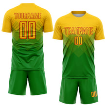 Загрузить изображение в средство просмотра галереи, Custom Grass Green Gold-Red Sublimation Soccer Uniform Jersey