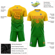 Загрузить изображение в средство просмотра галереи, Custom Grass Green Gold-Red Sublimation Soccer Uniform Jersey