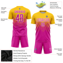 Charger l'image dans la galerie, Custom Gold Deep Pink-White Sublimation Soccer Uniform Jersey