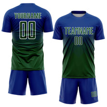 Laden Sie das Bild in den Galerie-Viewer, Custom Royal Green-White Sublimation Soccer Uniform Jersey