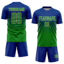 Laden Sie das Bild in den Galerie-Viewer, Custom Royal Keely Green-Cream Sublimation Soccer Uniform Jersey