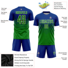 Laden Sie das Bild in den Galerie-Viewer, Custom Royal Keely Green-Cream Sublimation Soccer Uniform Jersey