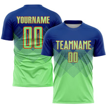 Загрузить изображение в средство просмотра галереи, Custom Royal Pea Green-Orange Sublimation Soccer Uniform Jersey
