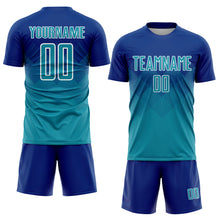 Загрузить изображение в средство просмотра галереи, Custom Royal Teal-White Sublimation Soccer Uniform Jersey