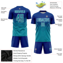 Загрузить изображение в средство просмотра галереи, Custom Royal Teal-White Sublimation Soccer Uniform Jersey
