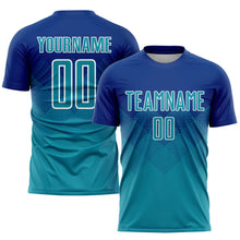 Загрузить изображение в средство просмотра галереи, Custom Royal Teal-White Sublimation Soccer Uniform Jersey