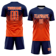 Laden Sie das Bild in den Galerie-Viewer, Custom Navy Orange-White Sublimation Soccer Uniform Jersey