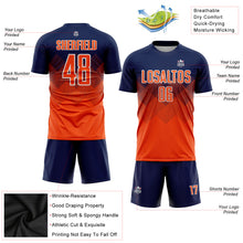 Laden Sie das Bild in den Galerie-Viewer, Custom Navy Orange-White Sublimation Soccer Uniform Jersey