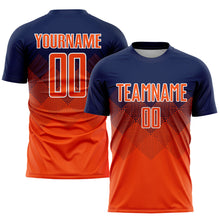 Laden Sie das Bild in den Galerie-Viewer, Custom Navy Orange-White Sublimation Soccer Uniform Jersey