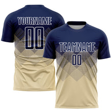 Load image into Gallery viewer, Custom Cream Navy-White Sublimation Soccer Uniform Jersey
