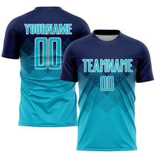 Laden Sie das Bild in den Galerie-Viewer, Custom Navy Lakes Blue-White Sublimation Soccer Uniform Jersey