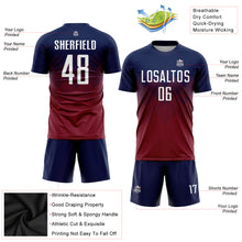 Загрузить изображение в средство просмотра галереи, Custom Navy White-Crimson Sublimation Soccer Uniform Jersey