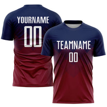 Загрузить изображение в средство просмотра галереи, Custom Navy White-Crimson Sublimation Soccer Uniform Jersey